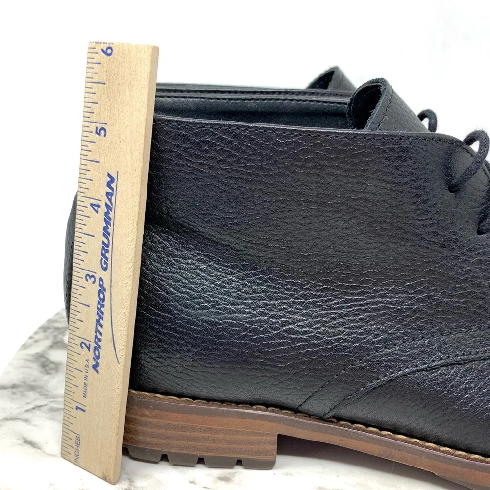 Joseph Abboud Black Pebbled Leather Chukka Boots 10.5 Classic Preppy Office